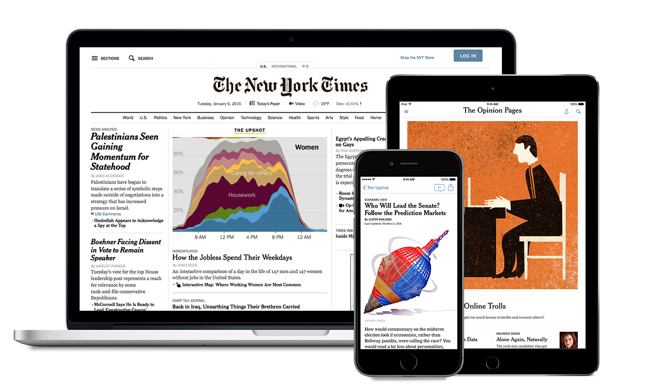 PC and mobile devices with New York Times showing