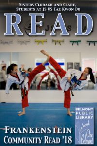 tae kwon do sisters reading book and doing kick
