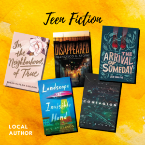 Text on a yellow background reads "Teen Fiction" above five book covers.